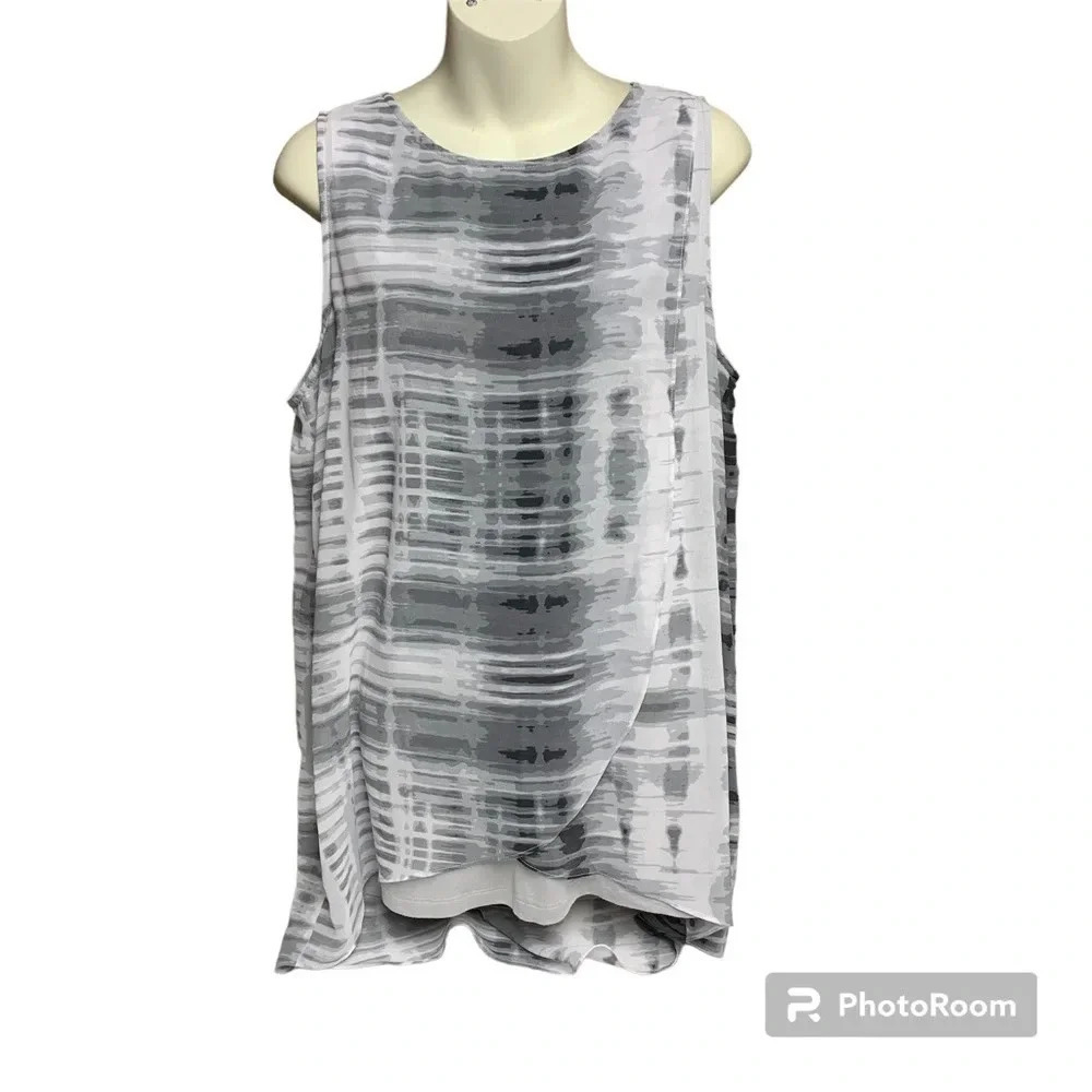 H by Halston size medium cross drape tank shirt gray pattern